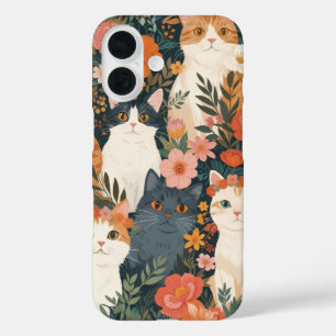 Coque Pour iPhone 16 Chats de jardin fantaisistes