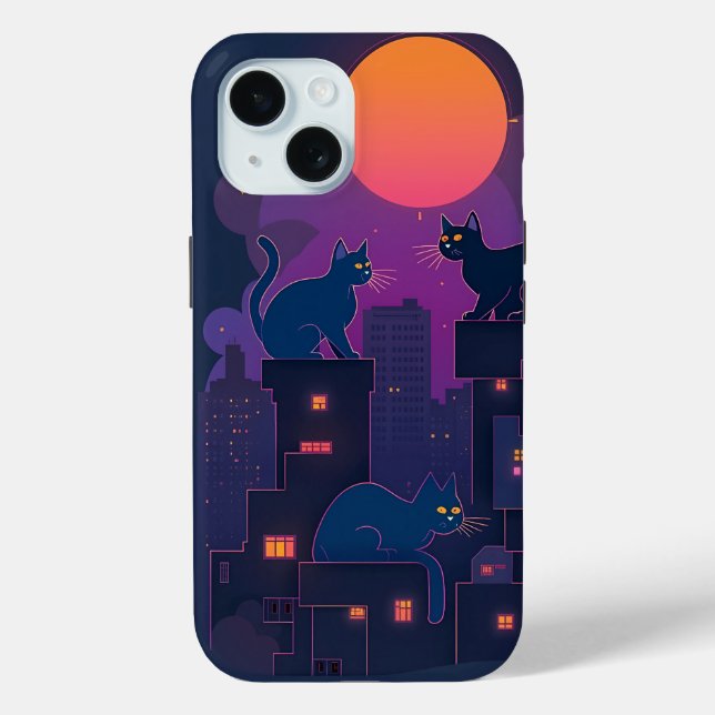 Coques Case-Mate iPhone Chats de rue | Neon Urban Feline Art (Verso)