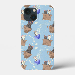 Case-Mate iPhone Case Chats en boîte et gouttes de lait sur bleu