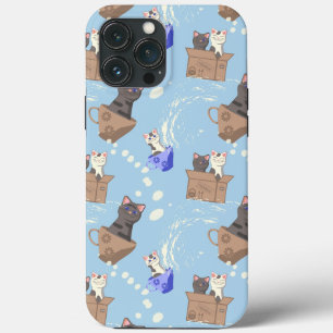 Case-Mate iPhone Case Chats en boîte et gouttes de lait sur bleu