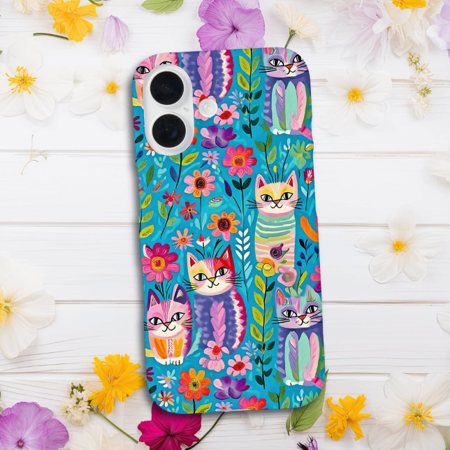 Coques Case-Mate iPhone Chats et fleurs colorés Whimsical Happy (Créateur téléchargé)