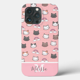 Case-Mate iPhone Case Chats mignons et Monogramme arc-en-ciel