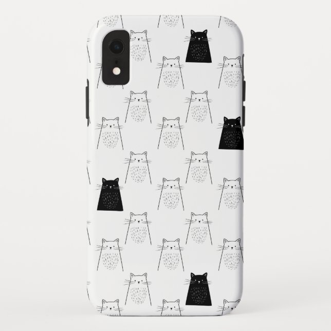 Coques Case-Mate iPhone Chats mignons - motif de noir et de blanc (Dos)