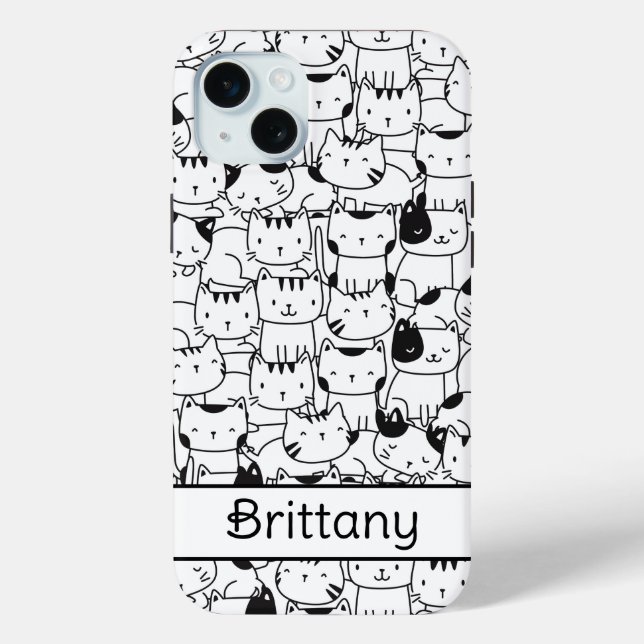 Coques Case-Mate iPhone Chats mignons noirs et blancs (Verso)