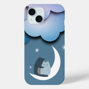 Coque Pour iPhone 15 Chats mignons sur la Lune