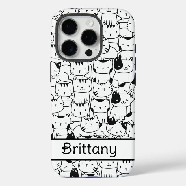 Coques Case-Mate iPhone Chats noirs et blancs mignons (Verso)