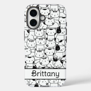 Coque Pour iPhone 16 Chats noirs et blancs mignons