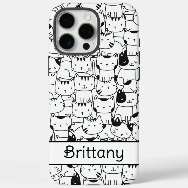 Coques Case-Mate iPhone Chats noirs et blancs mignons (Verso)