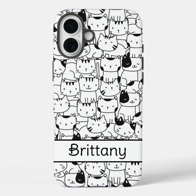 Coques Case-Mate iPhone Chats noirs et blancs mignons (Verso)
