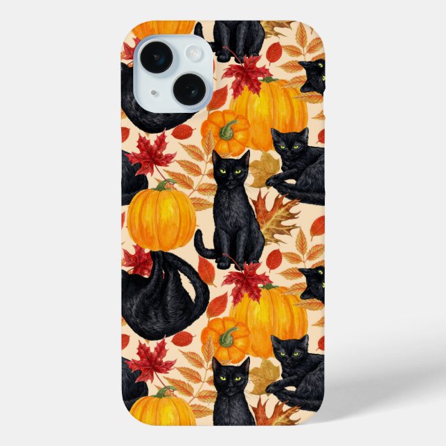 Coques Case-Mate iPhone Chats noirs et citrouilles (Verso)