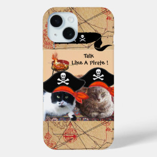 COQUE POUR iPhone 15 CHATS PIRATES CARTES ET DRAPEAUX DE TRÉSOR ANTIQUE