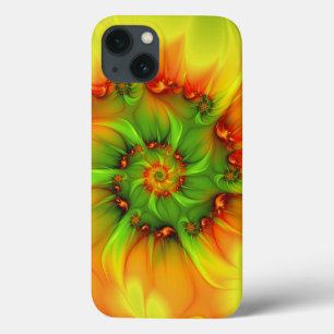 iPhone 13 Case Chaud Été Vert Orange Abstrait coloré Fractal