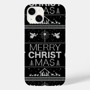Coque Pour iPhone 14 Chaud Joyeux Chandail de Noël Élégant Cas Religieu