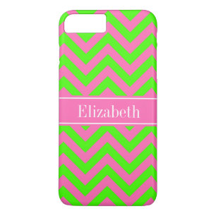 Coque Case-Mate Pour iPhone Chaud rose #2 Lime Green LG Chevron Nom Monogramme
