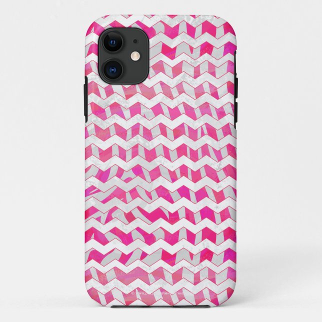 Coques Case-Mate iPhone Chaud rose et blanc Chevron Zebra (Dos)