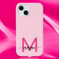 Chaud rose moderne Script Girl Monogramme Nom