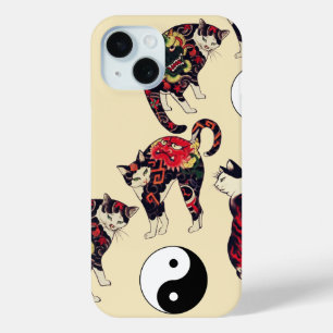 COQUE POUR iPhone 15 CHAUSSURES JAPONAISES, DRAGON RED DEVIL TATTOOS, Y