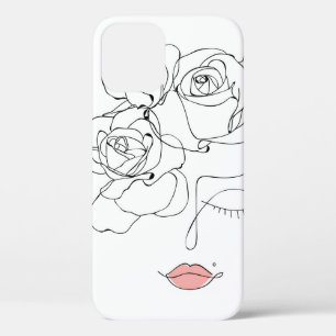 Case-Mate iPhone Case Chef De Fleurs Art, Line Art Femme Avec Fleurs, 