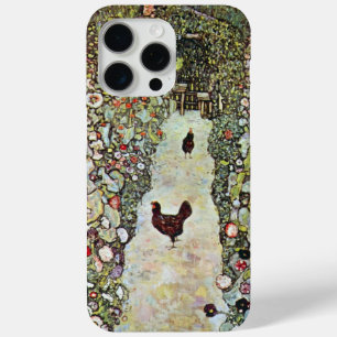 Coque iPhone 15 Pro Max Chemin de jardin avec poulets, Gustav Klimt, Art N