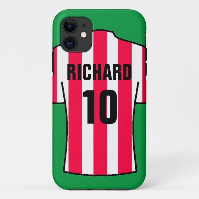 Coques Case-Mate iPhone Chemise de football en bandes rouge et blanche (Dos)