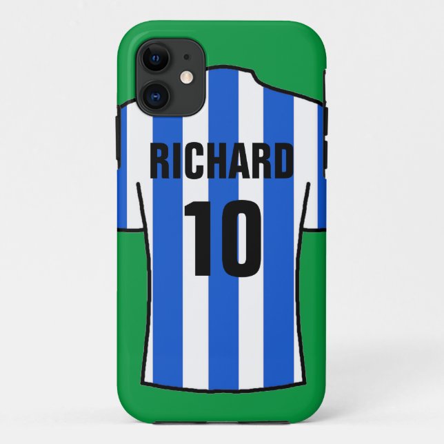 Coques Case-Mate iPhone Chemise de football en Bleu & Blancs (Dos)