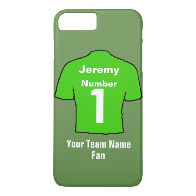 Coques Case-Mate iPhone Chemise de football verte Personnaliser nom et équ (Dos)