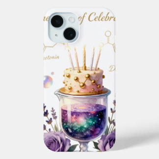 Coque Pour iPhone 15 Chemistry Birthday Celebration Flask and Floral Ca