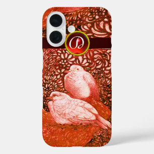 COQUE POUR iPhone 16 CHÈQUES BLANCS EN MONOGRAM ROUGE