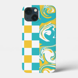 Case-Mate iPhone Case Chèques et permules en Turquoise, Jaune et Blanc