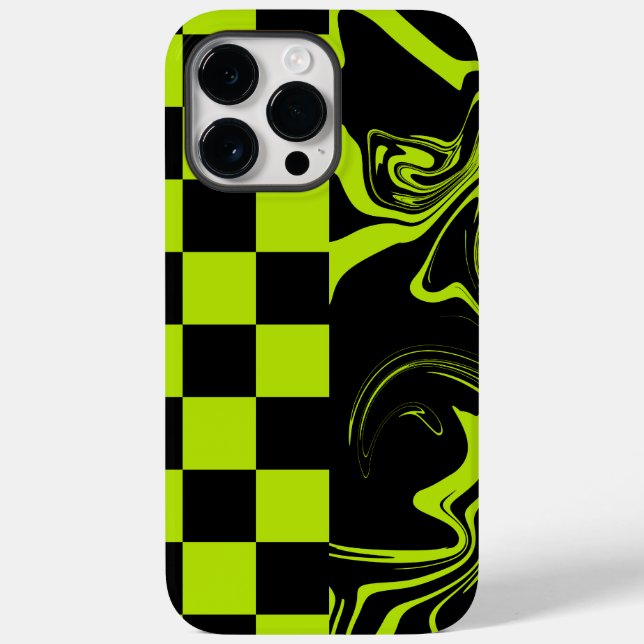 Coques Case-Mate iPhone Chèques et permules - Lime vert et noir (Verso)