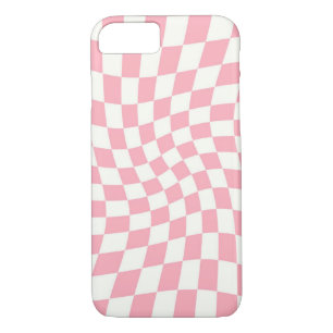 Case-Mate iPhone Case Chèques Retro Pastel Pink Bébé en damier Warped