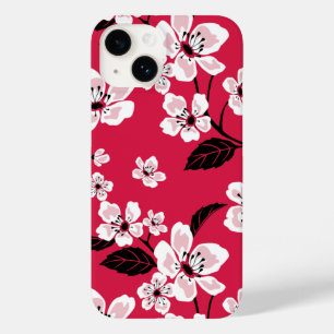 COQUE POUR iPhone 14 CHERRY BLOSSOM - SAKURA (ROUGE)