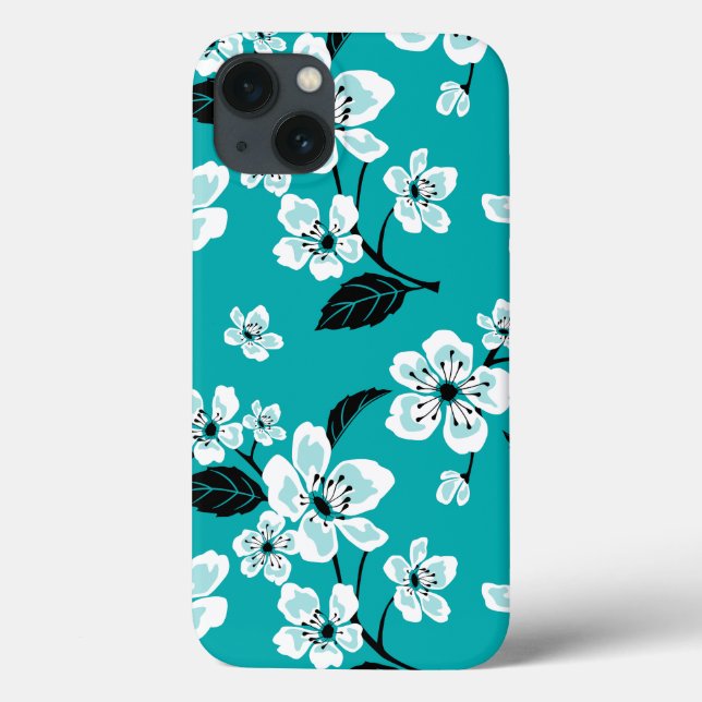 COQUES Case-Mate iPhone CHERRY BLOSSOM - SAKURA (TURQUOISE) (Verso)