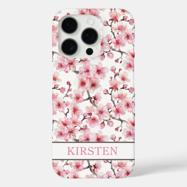 Coques Case-Mate iPhone Cherry Blossoms Sakura Pattern Monogrammed (Verso)