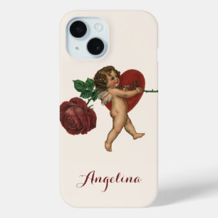 Coque Pour iPhone 15 Cherub de la Saint-Valentin vintage et Rose victor