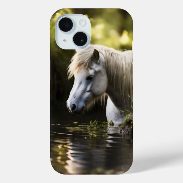 Coques Case-Mate iPhone Cheval blanc dans l'étang (Verso)