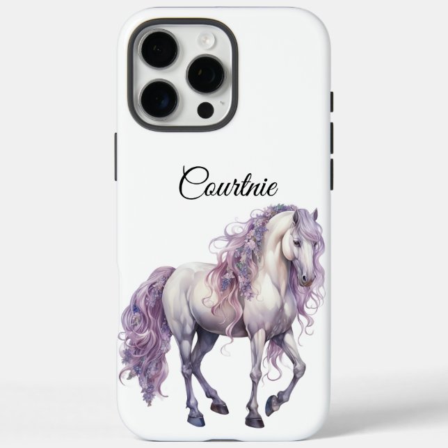 Coques Case-Mate iPhone Cheval blanc de Lavande romantique (Verso)