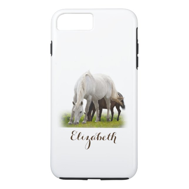 Coques Case-Mate iPhone Cheval blanc personnalisé avec poney (Dos)