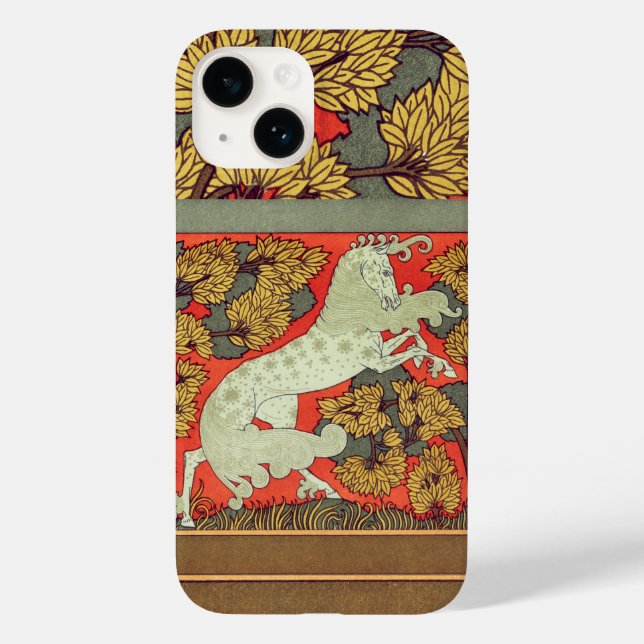 Coques Case-Mate iPhone CHEVAL BLANC RAMPANT, ARBRES EN BOIS Art Nouveau (Verso)