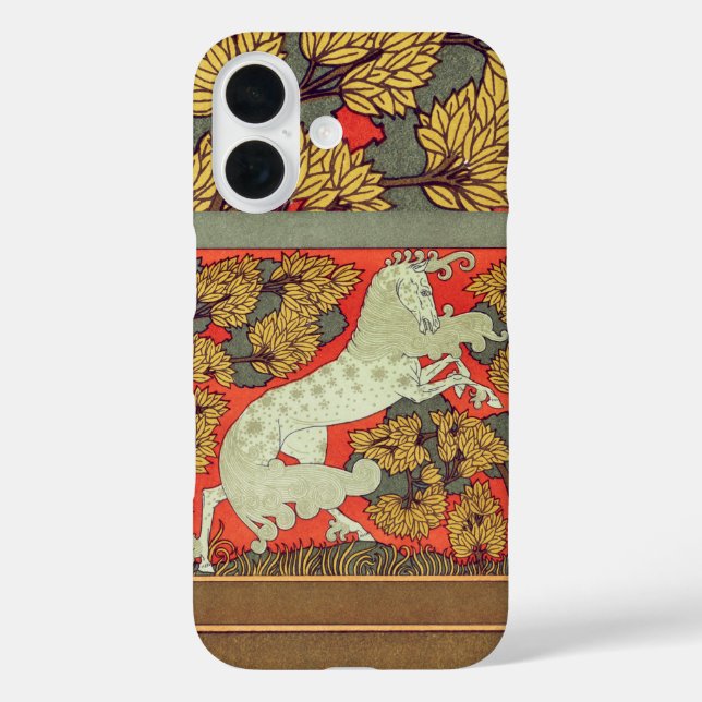 Coques Case-Mate iPhone CHEVAL BLANC RAMPANT, ARBRES EN BOIS Art Nouveau (Verso)