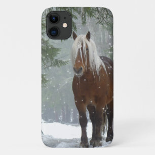 Case-Mate iPhone Case Cheval Brown dans une forêt d'hiver avec chute de