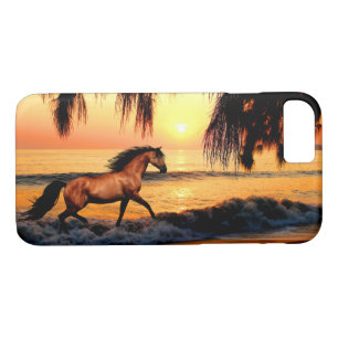 Coques Pour iPhone Cheval courant sur la plage du coucher du soleil
