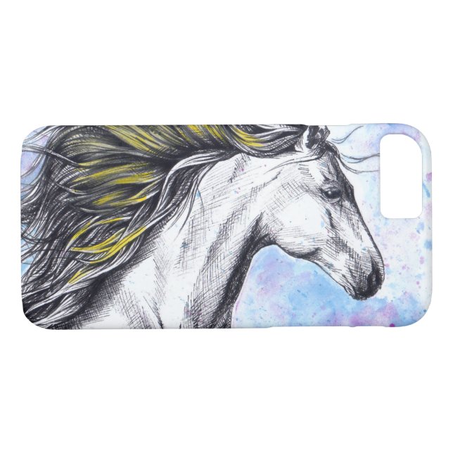 Coques Case-Mate iPhone Cheval de course Aquarelle et Encre Équine art (Dos (Horizontal))