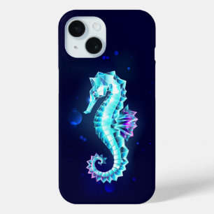 Coque Pour iPhone 15 Cheval de mer de glace cristal sur Arrière - plan