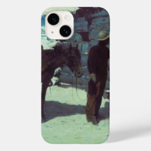 Coque Pour iPhone 14 Cheval et Cowboy neige hivernale