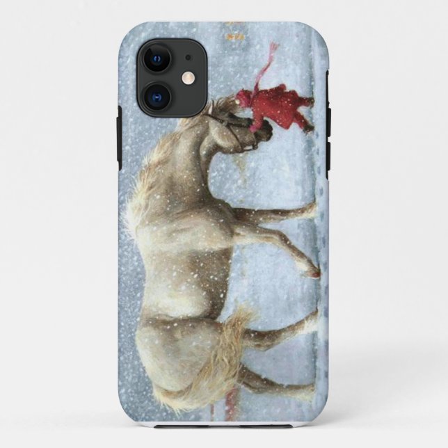 Coques Case-Mate iPhone Cheval et fille en neige (Dos)