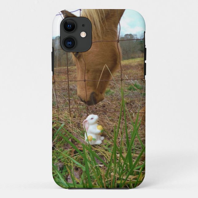Coques Case-Mate iPhone cheval et fleur de printemps Bunny (Dos)