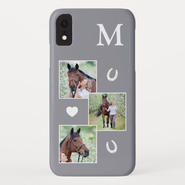 Coques Case-Mate iPhone Cheval gris photo personnalisé 3 (Dos)