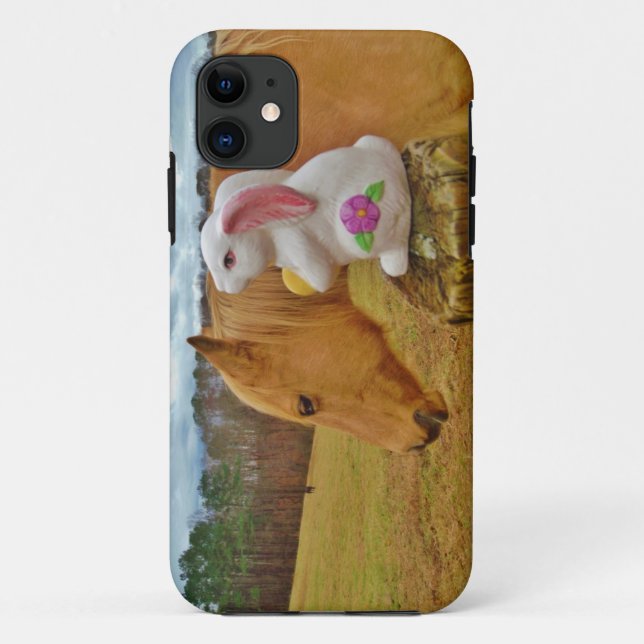 Coques Case-Mate iPhone Cheval Jaune, Lapin De Printemps (Dos)