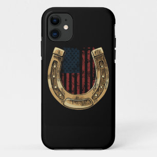 Case-Mate iPhone Case Cheval Lover Cadeau US Drapeau Lucky Horseshoe